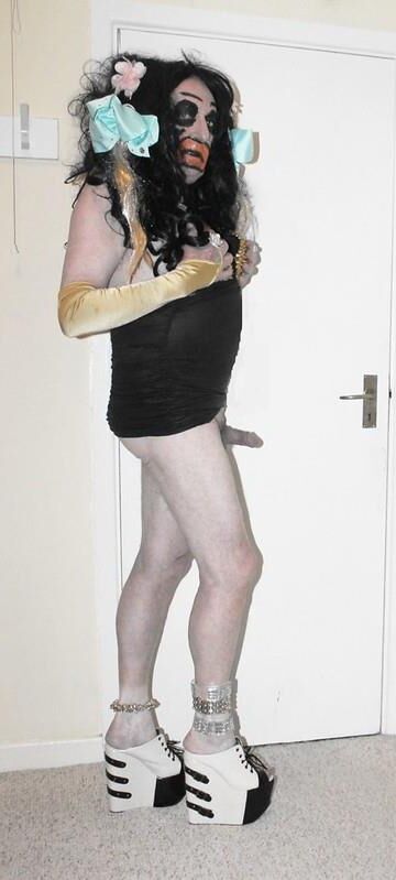 Brunette slut in gold studded dress