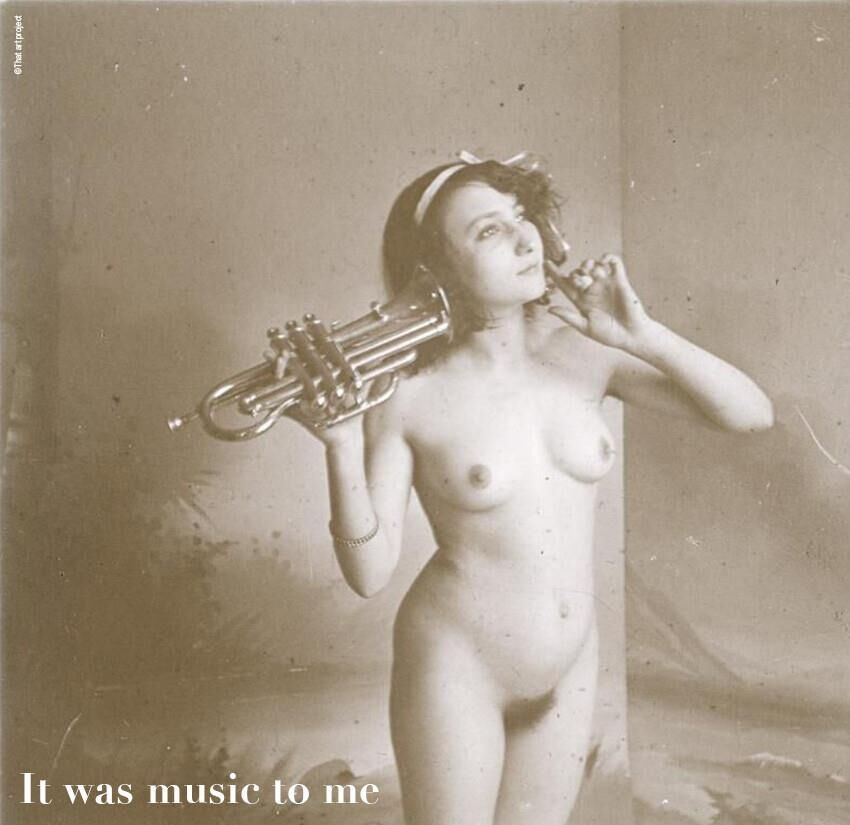 Music is nude, sensual women playing an instrument ()