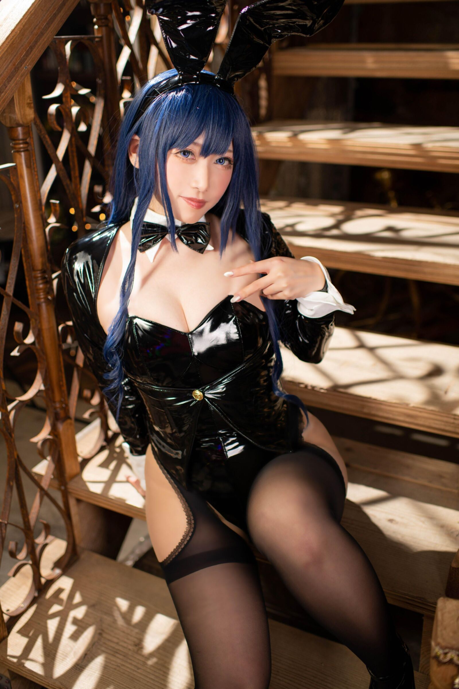 Asiático, falta, nylons