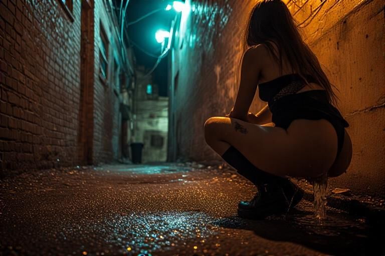 女性のルーが故障していないDAクラブでの荒い夜