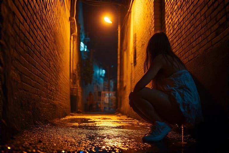 女性のルーが故障していないDAクラブでの荒い夜