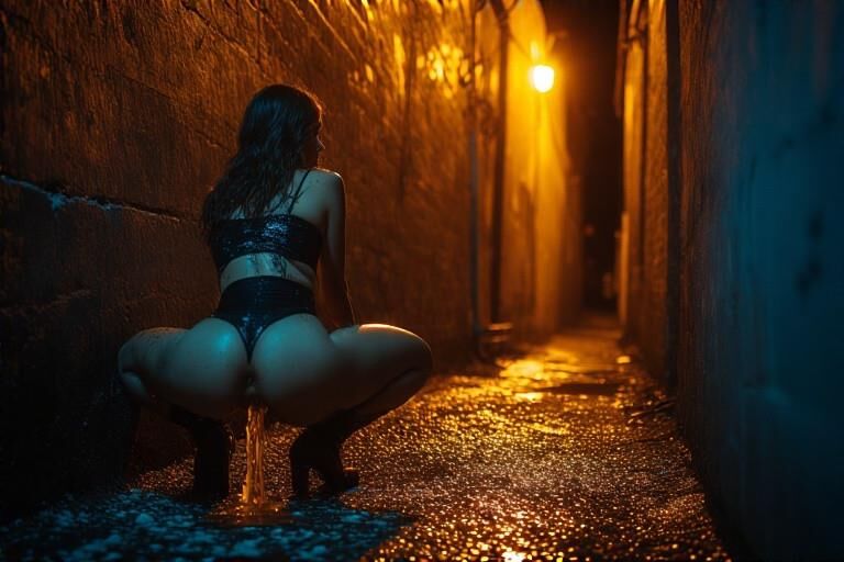 女性のルーが故障していないDAクラブでの荒い夜
