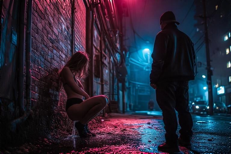 女性のルーが故障していないDAクラブでの荒い夜