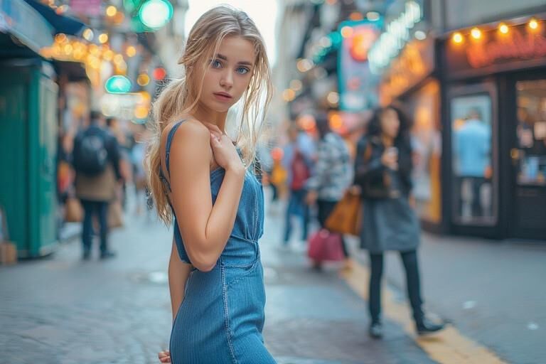 公衆トイレのない都市の若い女性