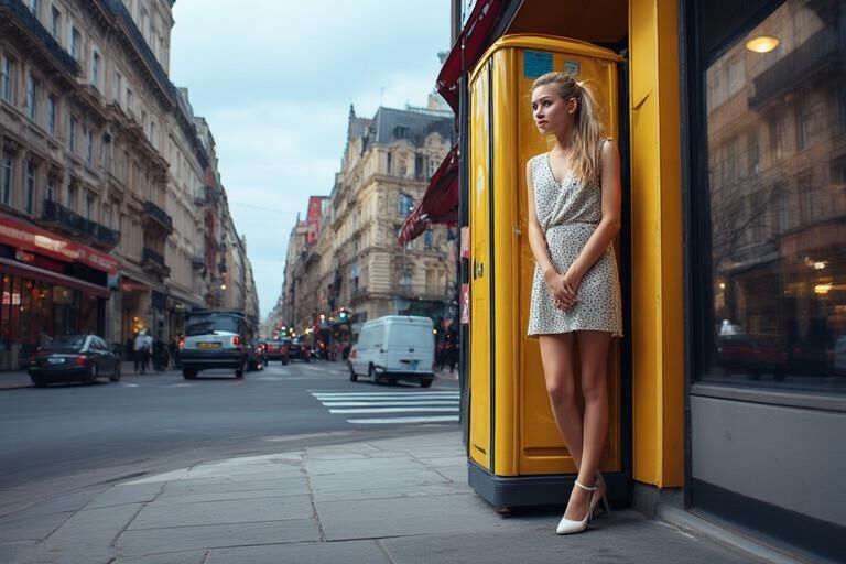 公衆トイレのない都市の若い女性