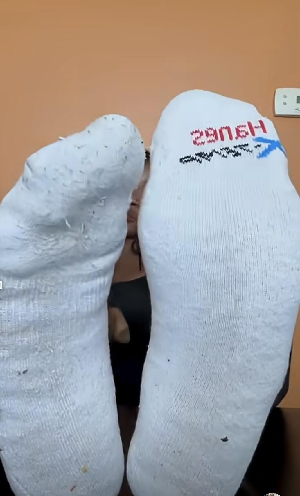 P Black bitch exposes her sweaty socked soles for you