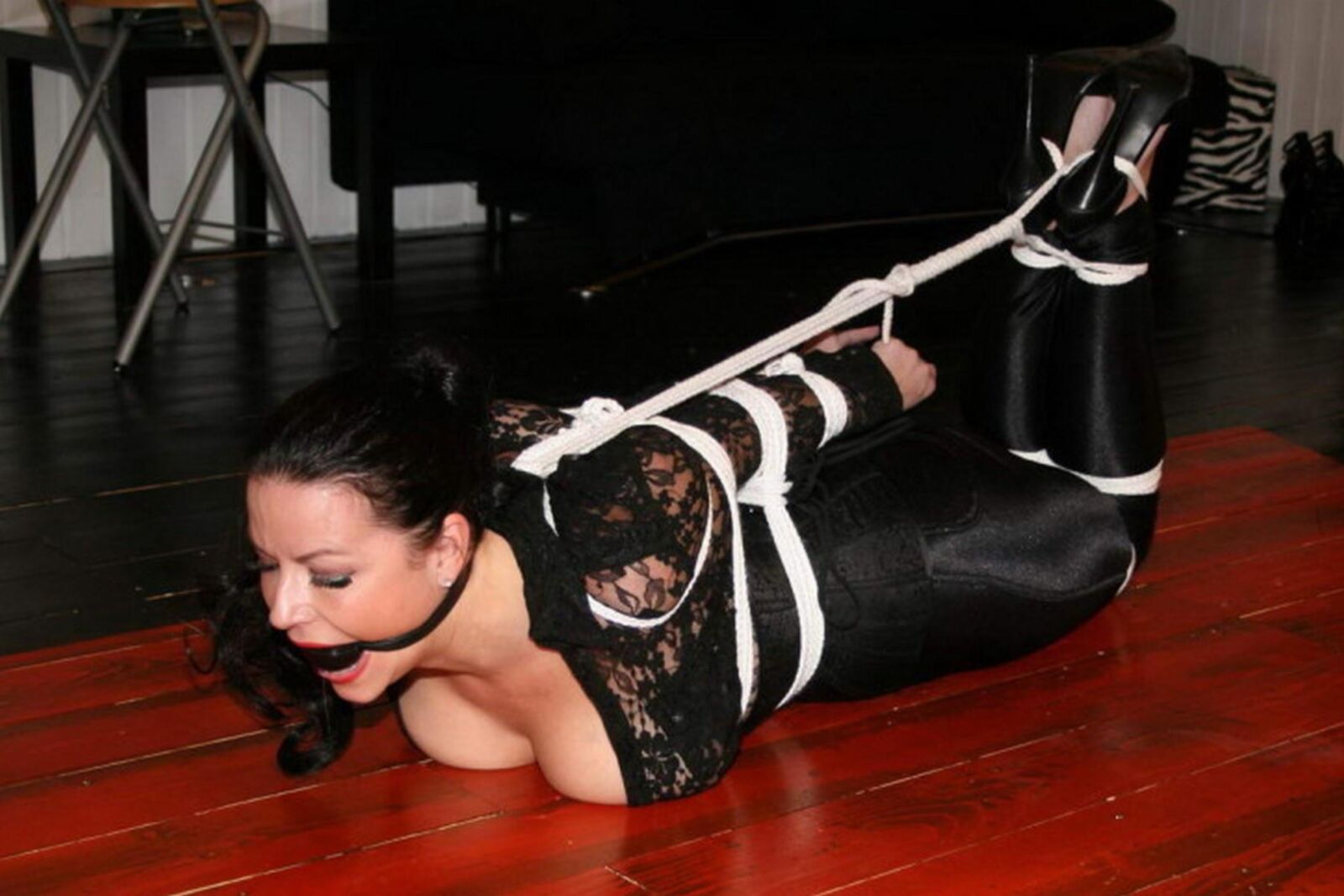 Brutally, perversely tied up in Leggings and Swimsuits 