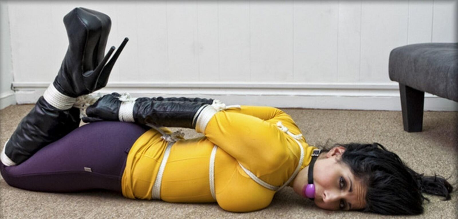 Brutally, perversely tied up in Leggings and Swimsuits 