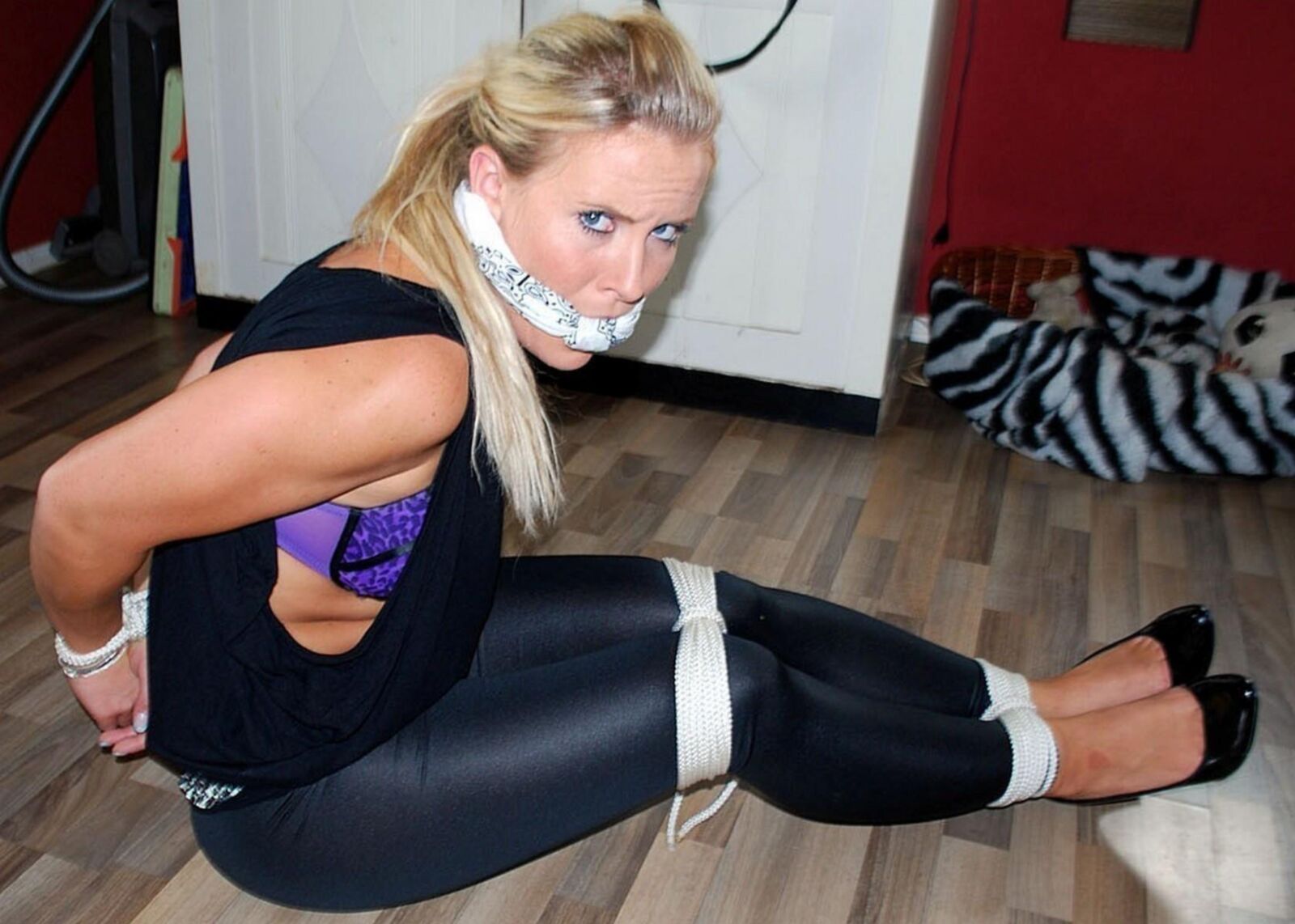 Brutally, perversely tied up in Leggings and Swimsuits 