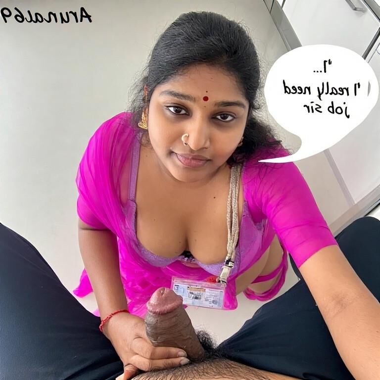 INDIAN DESI SLUT ON HER KNEES KEEPING HER JOB