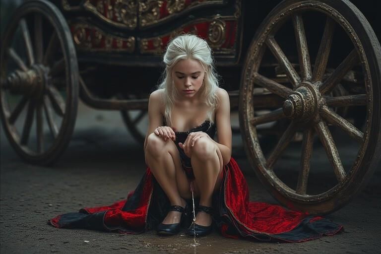 Parodia Rhaenyra Targaryen mijando desesperadamente na estrada de Kings