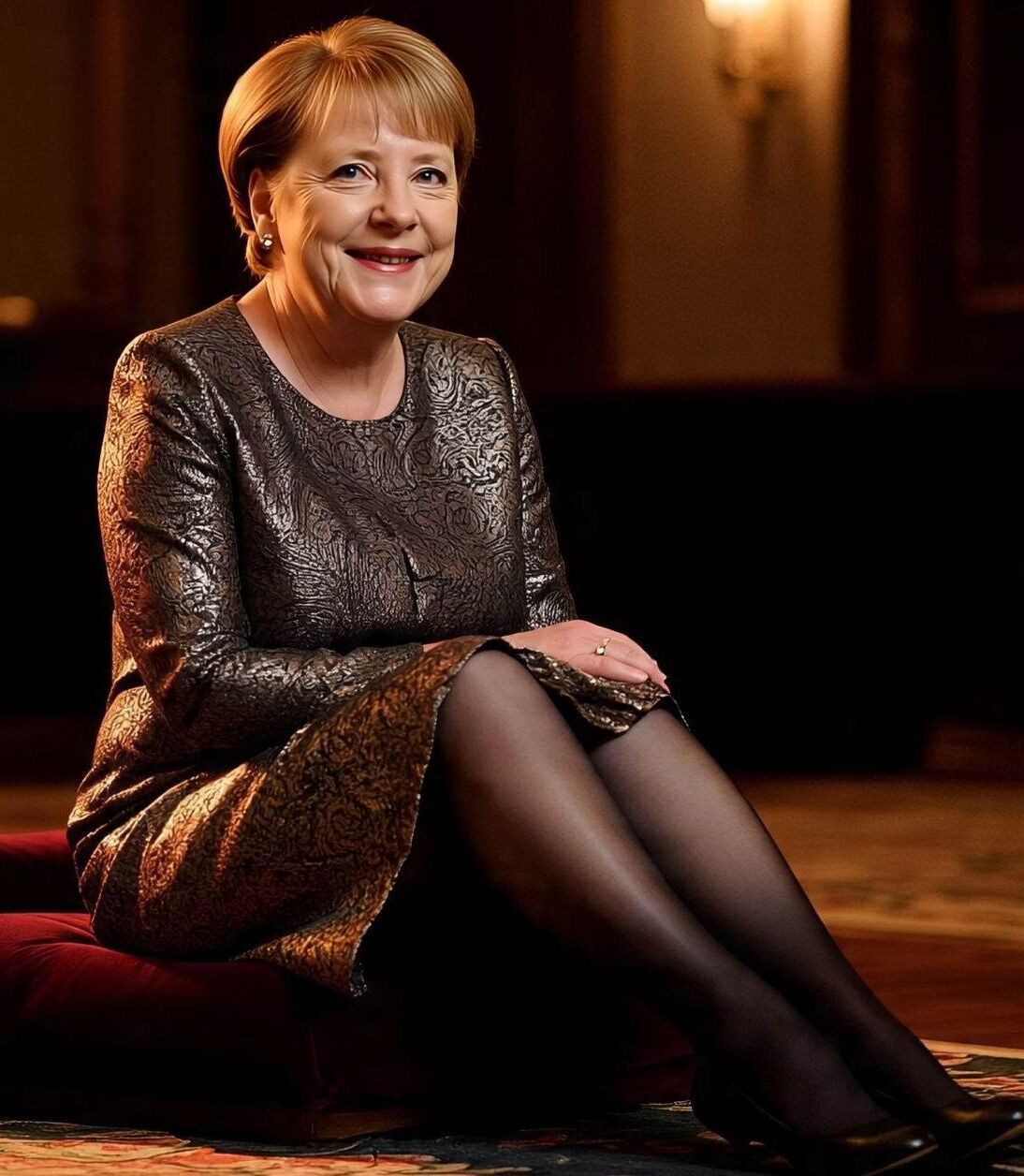 Angela Merkel Legshow in Nylons und hohen Hacken AI