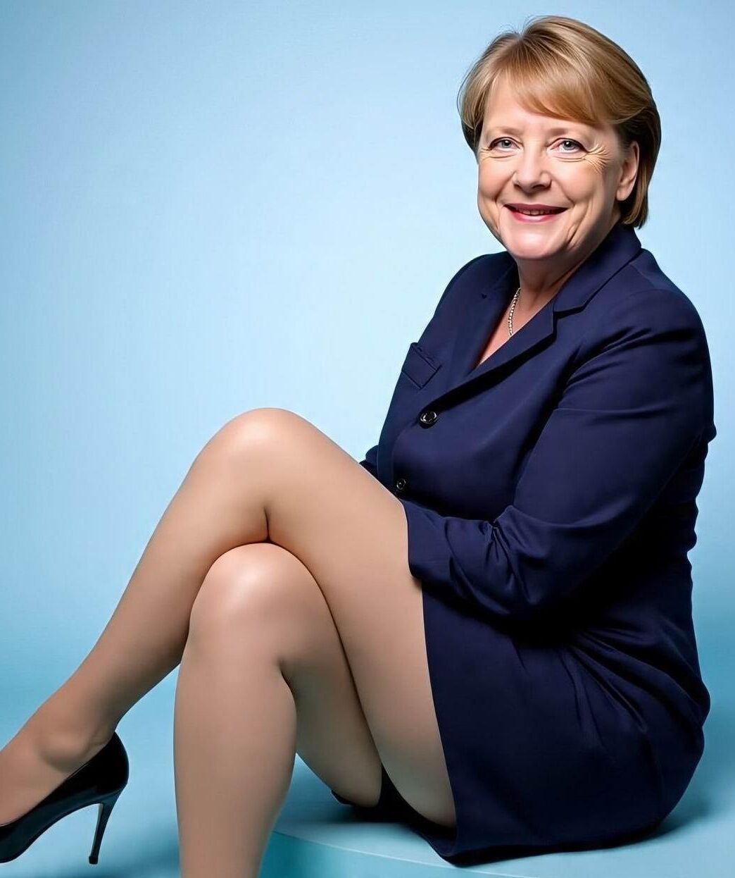 Angela Merkel Legshow in Nylons und hohen Hacken AI