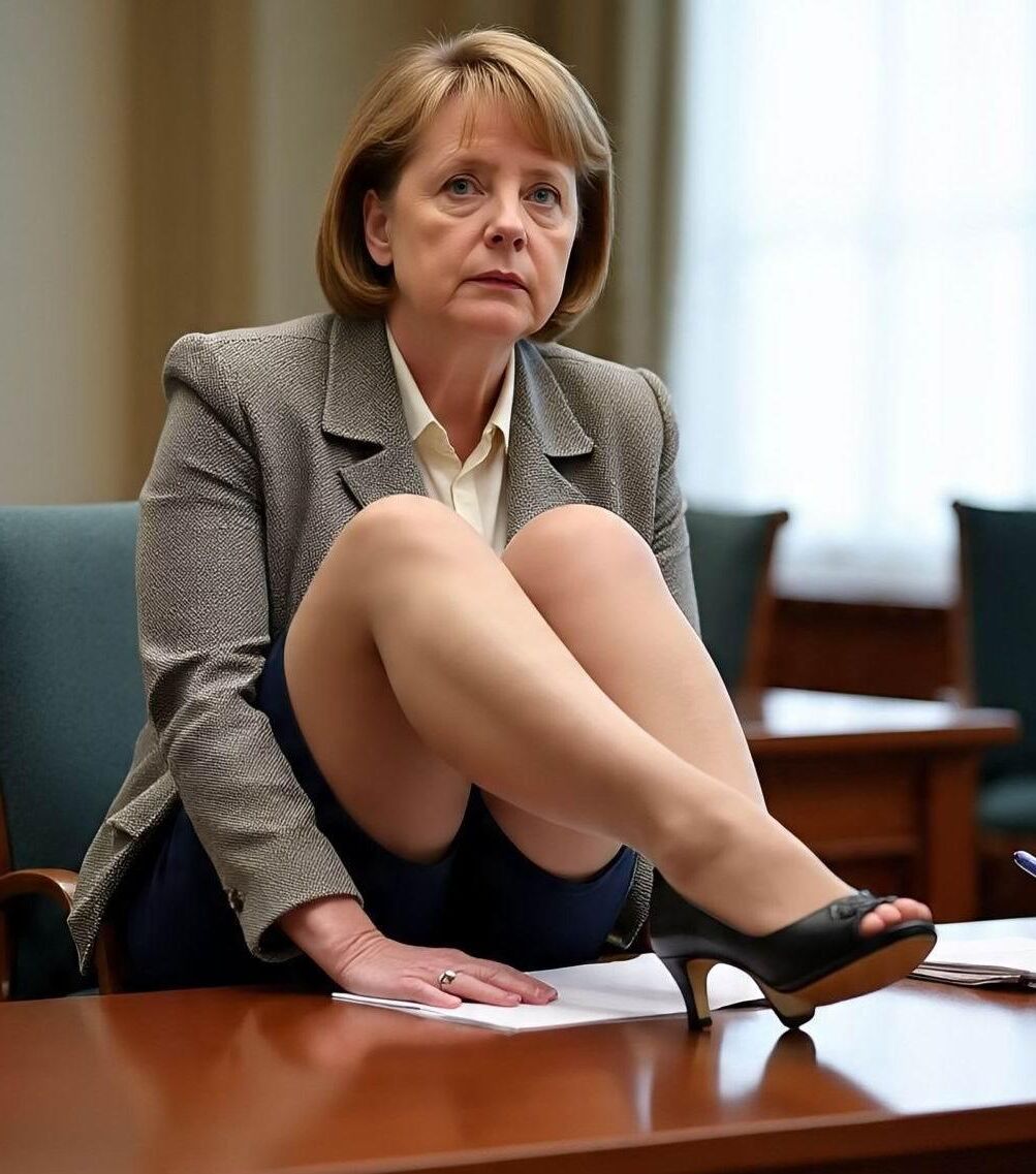 Angela Merkel Legshow in Nylons und hohen Hacken AI