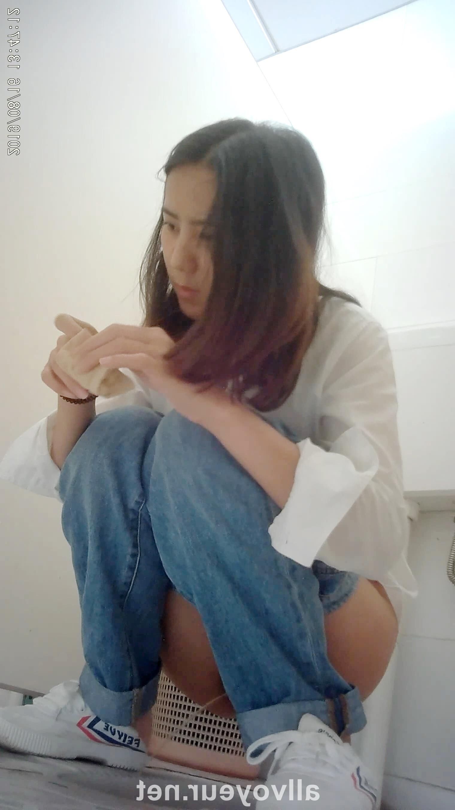 Bathroom Shot Panoramic shot of a young lady pissing 